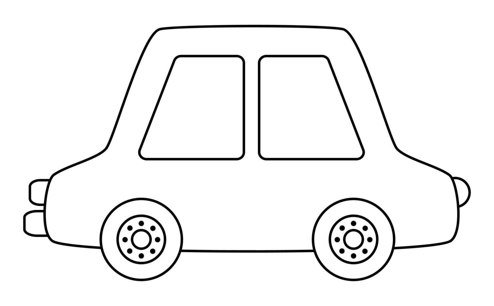 black and white car. Funny line automobile for kids. Cute vehicle clip art. Retro transport icon or coloring page isolated on white background vector