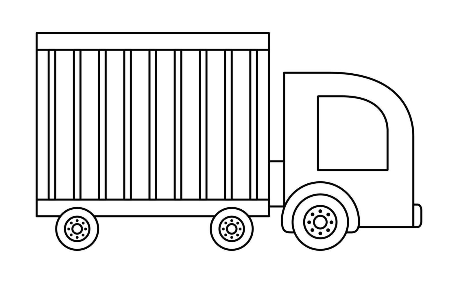 black and white truck car. Funny line automobile for kids. Cute vehicle clip art. Retro lorry transport icon or coloring page isolated on white background vector