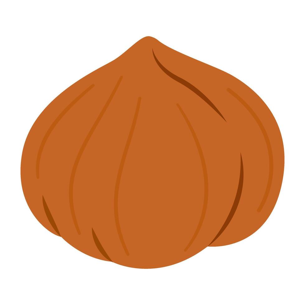Hazelnut kernel ripe and tasty, healthy treat, snacks. Hand drawn trendy flat style isolated illustration vector