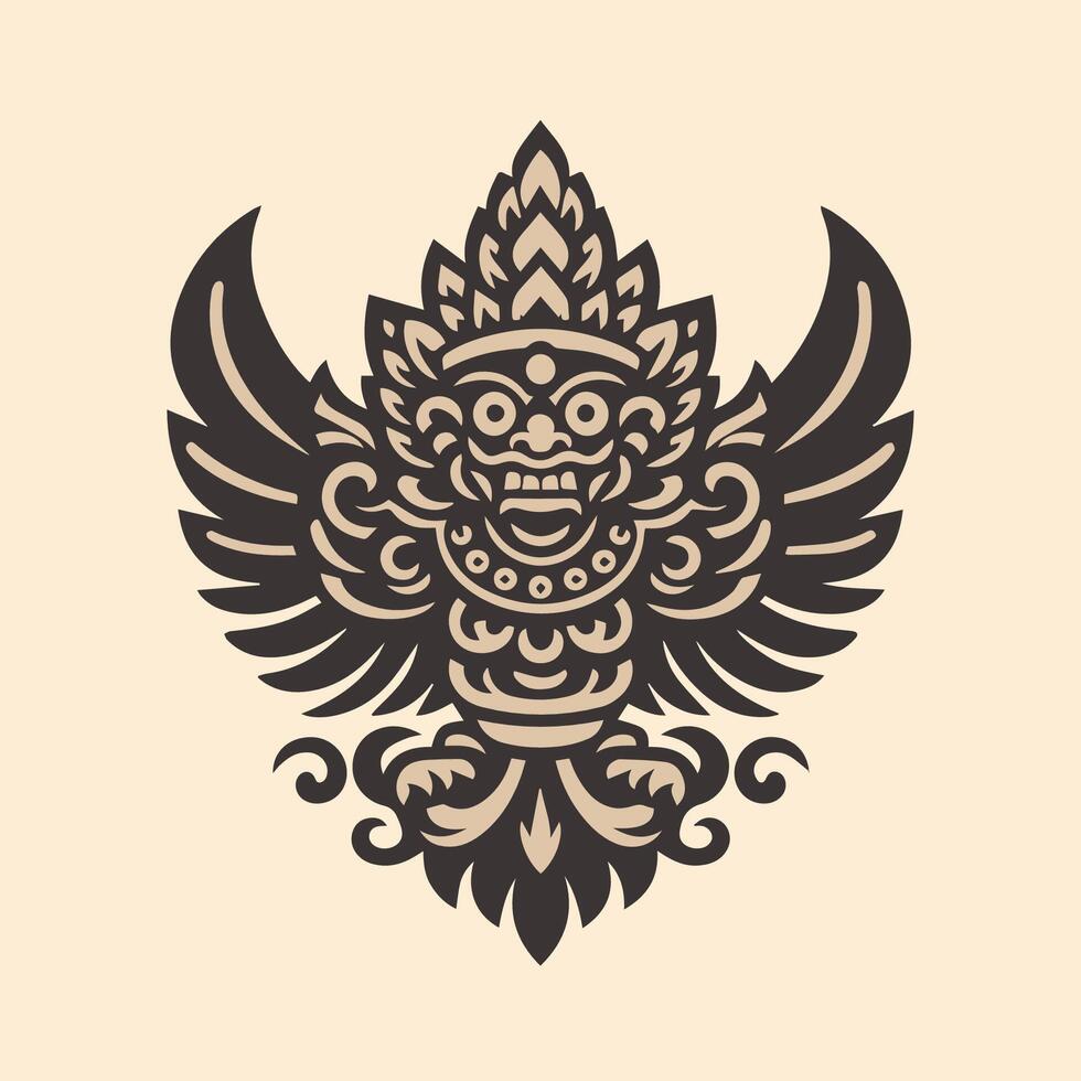 Minimalism Garuda in Balinese Style Logo Design Template vector