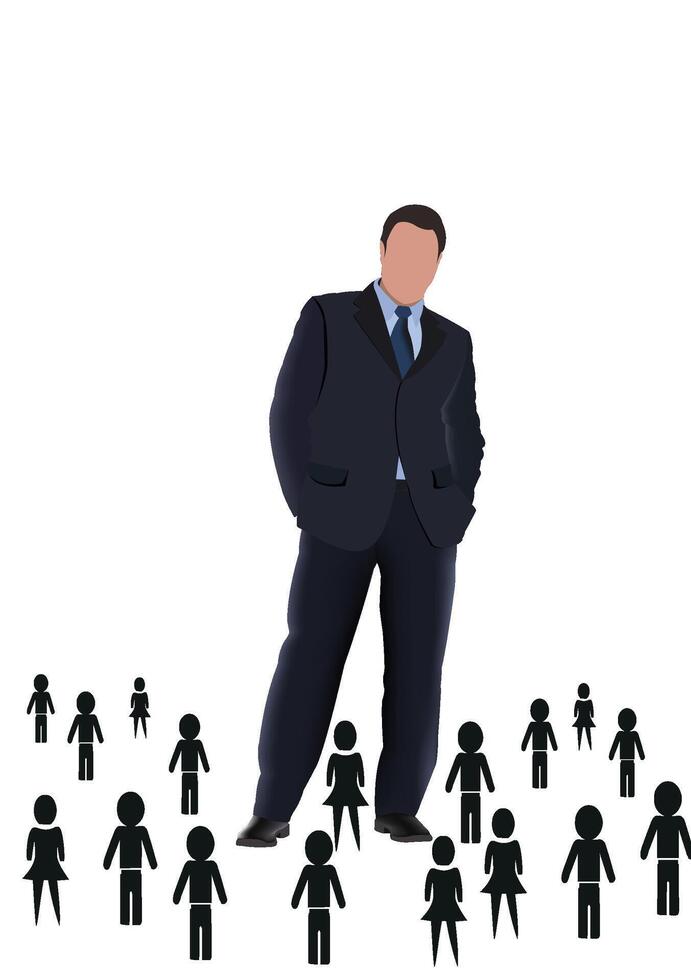 Businessman standing out from the crowd vector