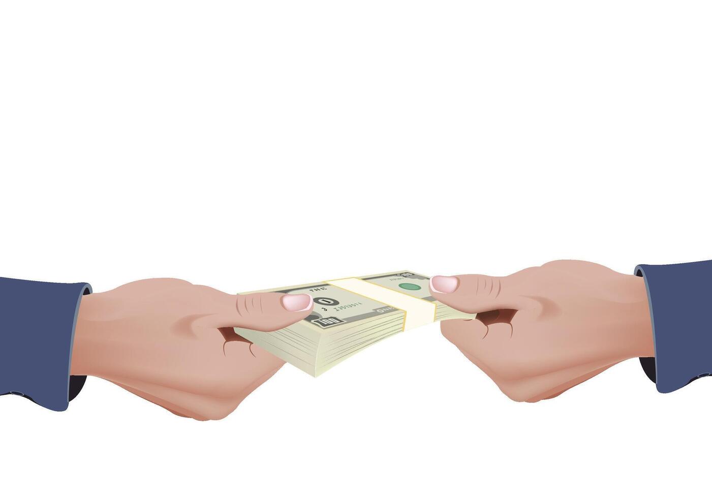 Businessman giving a bribe with us dollar banknotes vector
