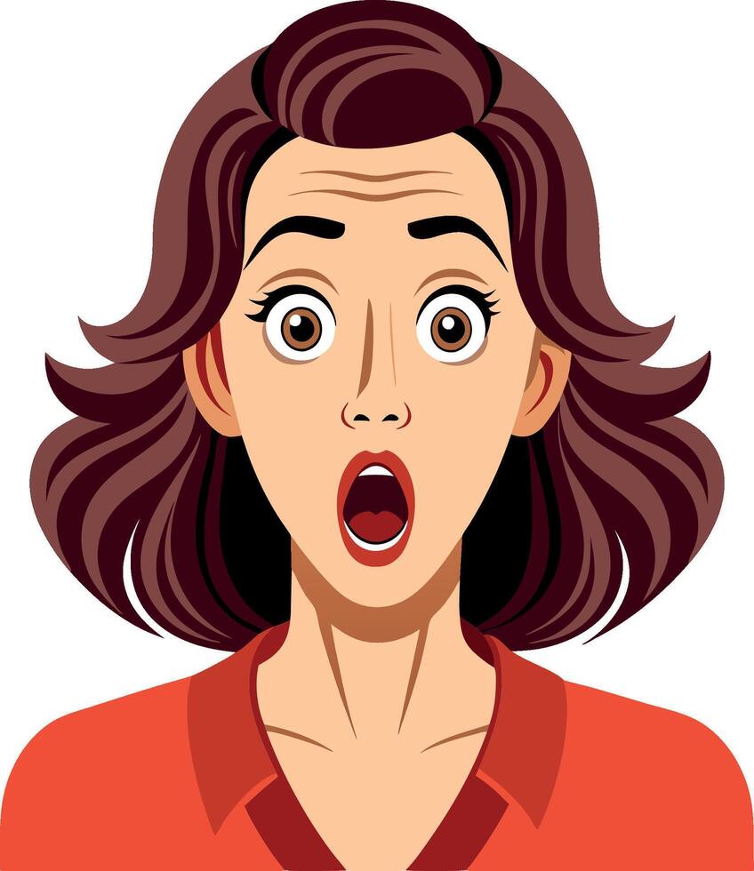 Surprised woman opening her mouth in exaggerated expression vector