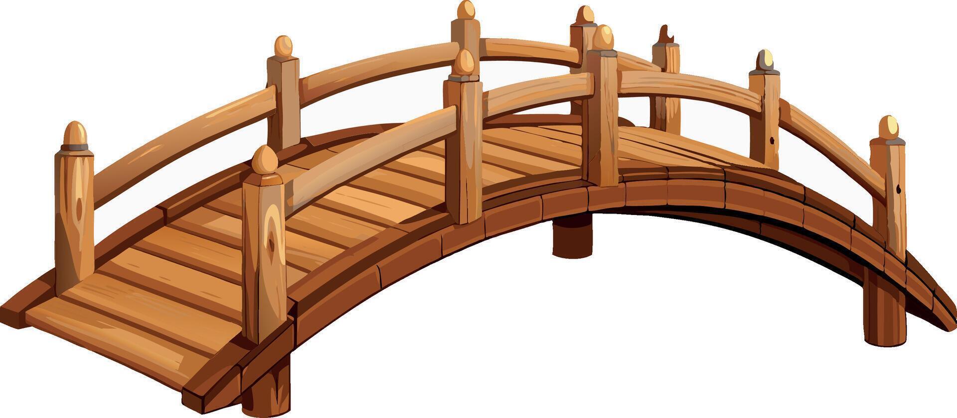 Wooden bridge connecting two sides on white background vector