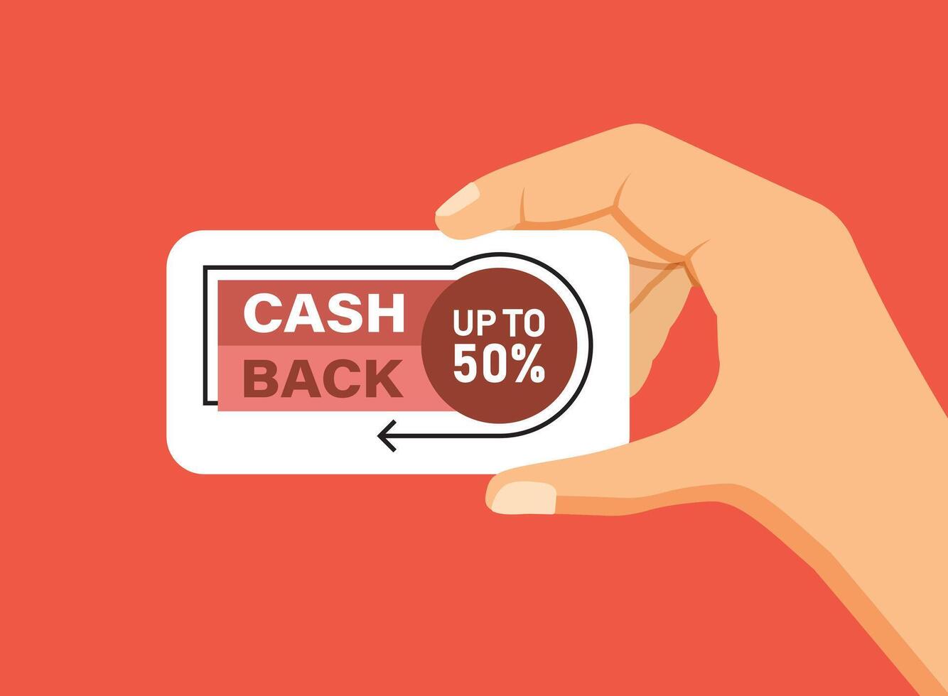 Cashback in hand icon in flat style. Money back label illustration on isolated background. Cash back poster sign business concept. vector