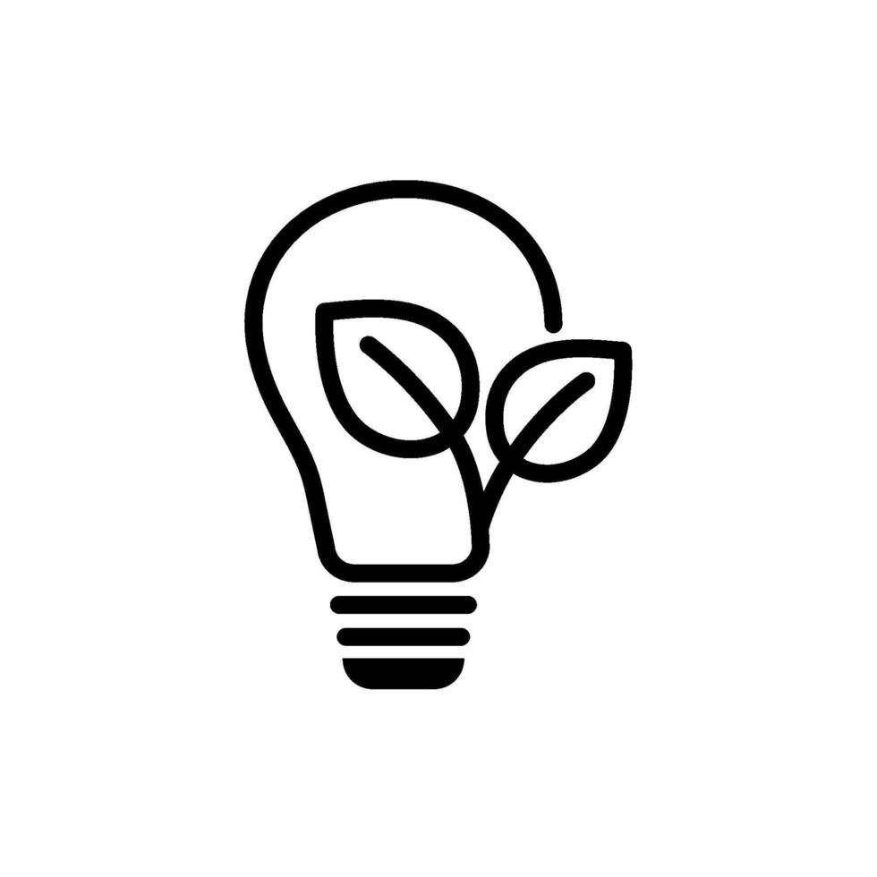 Light bulb with leaves icon. Green industry concept. Editable stroke vector