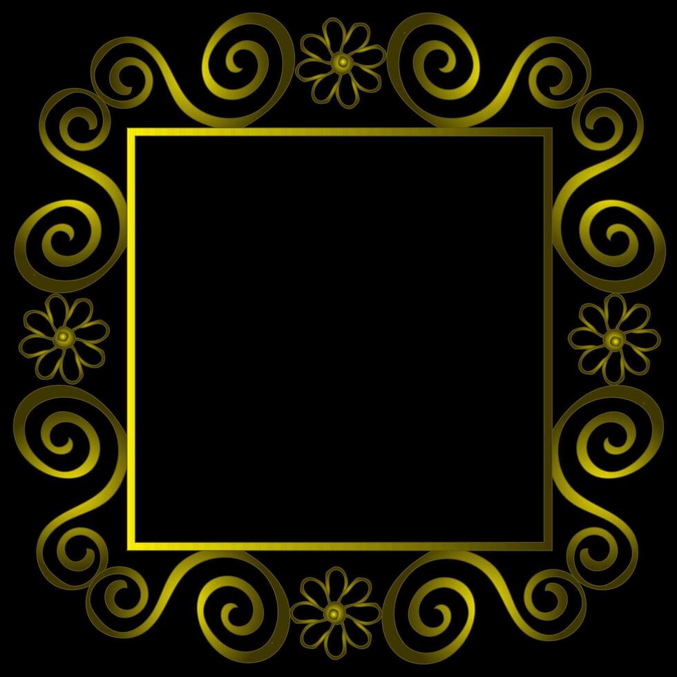 Golden frame decorated with a beautiful pattern on a black background vector