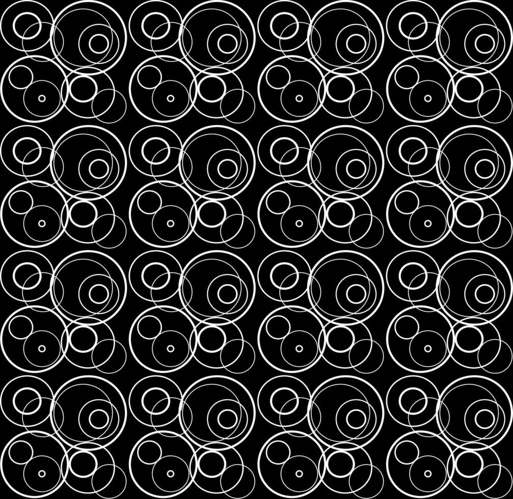 Geometric seamless pattern in the form of white rings and circles on a black background vector
