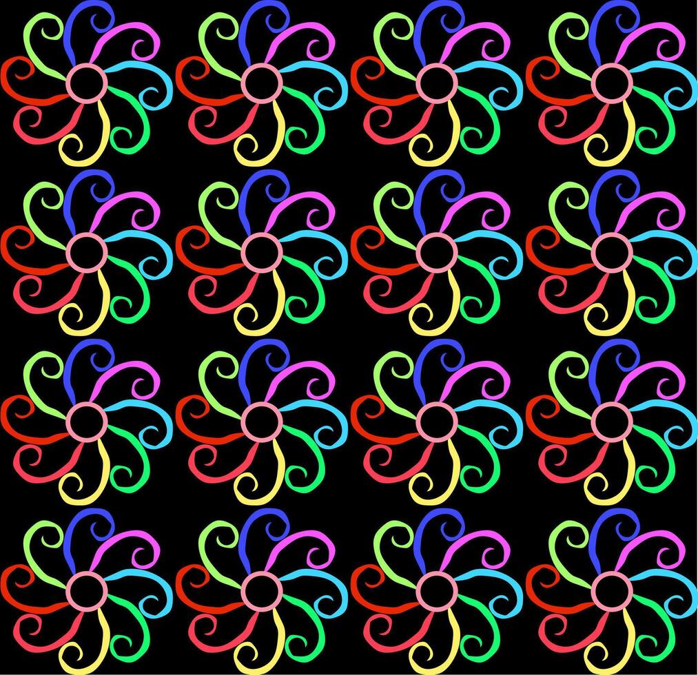 Seamless bright round multi-colored pattern on a black background vector