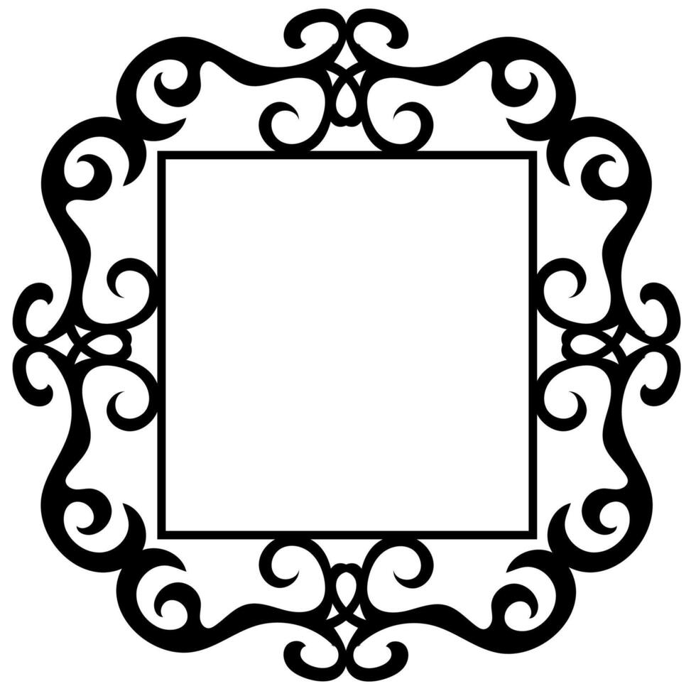 Beautiful black frame with an original ornament on a white background vector