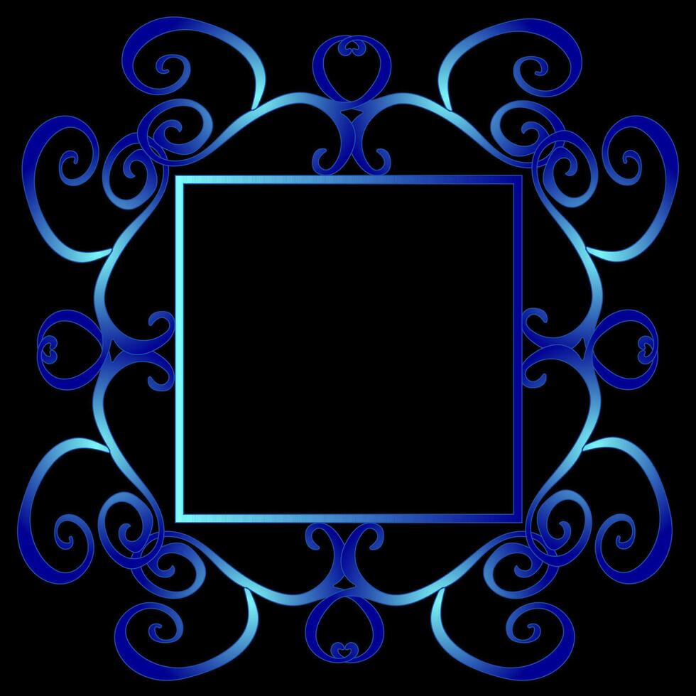 Beautiful blue frame decorated with an abstract pattern on a black background vector