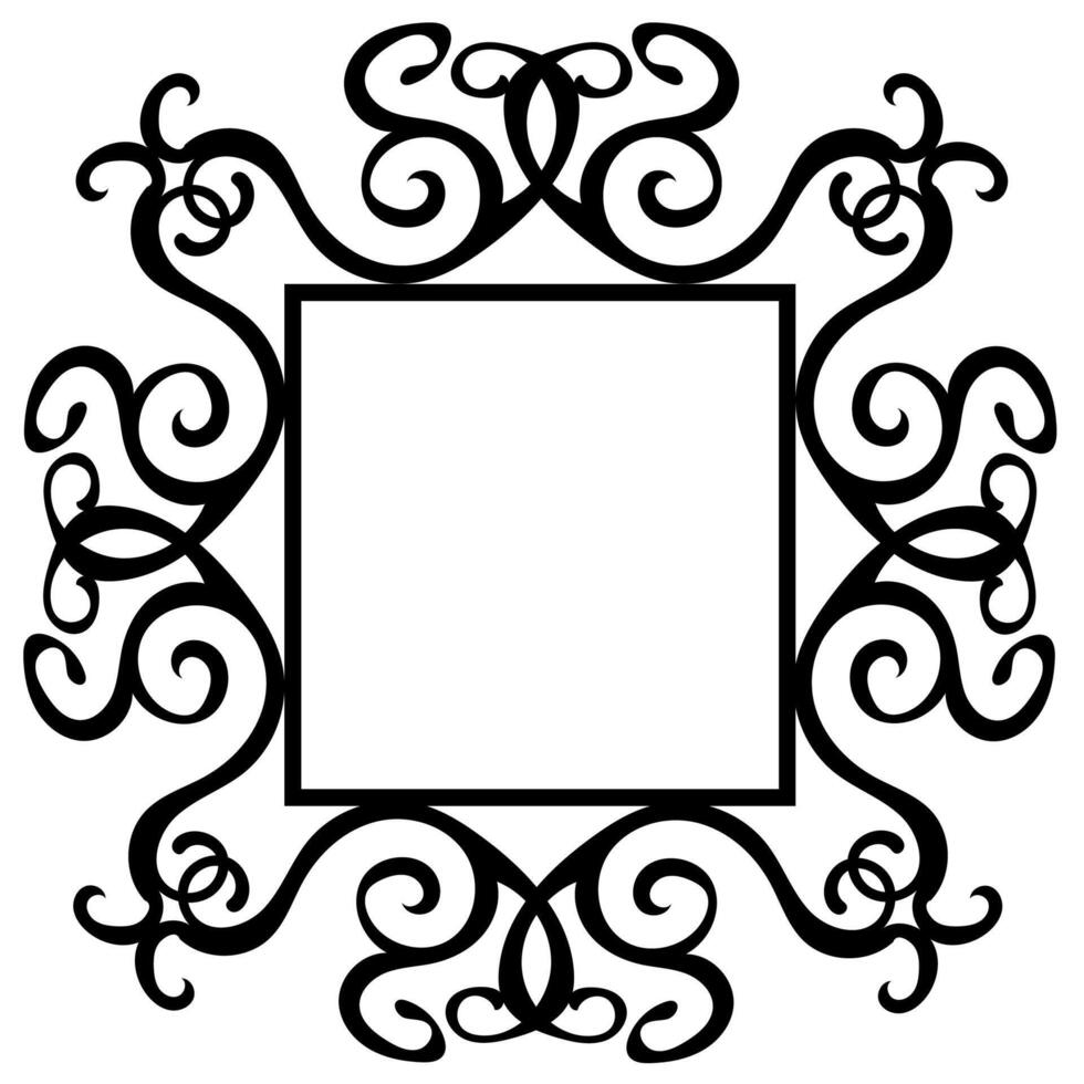 Black square frame decorated with beautiful ornaments vector