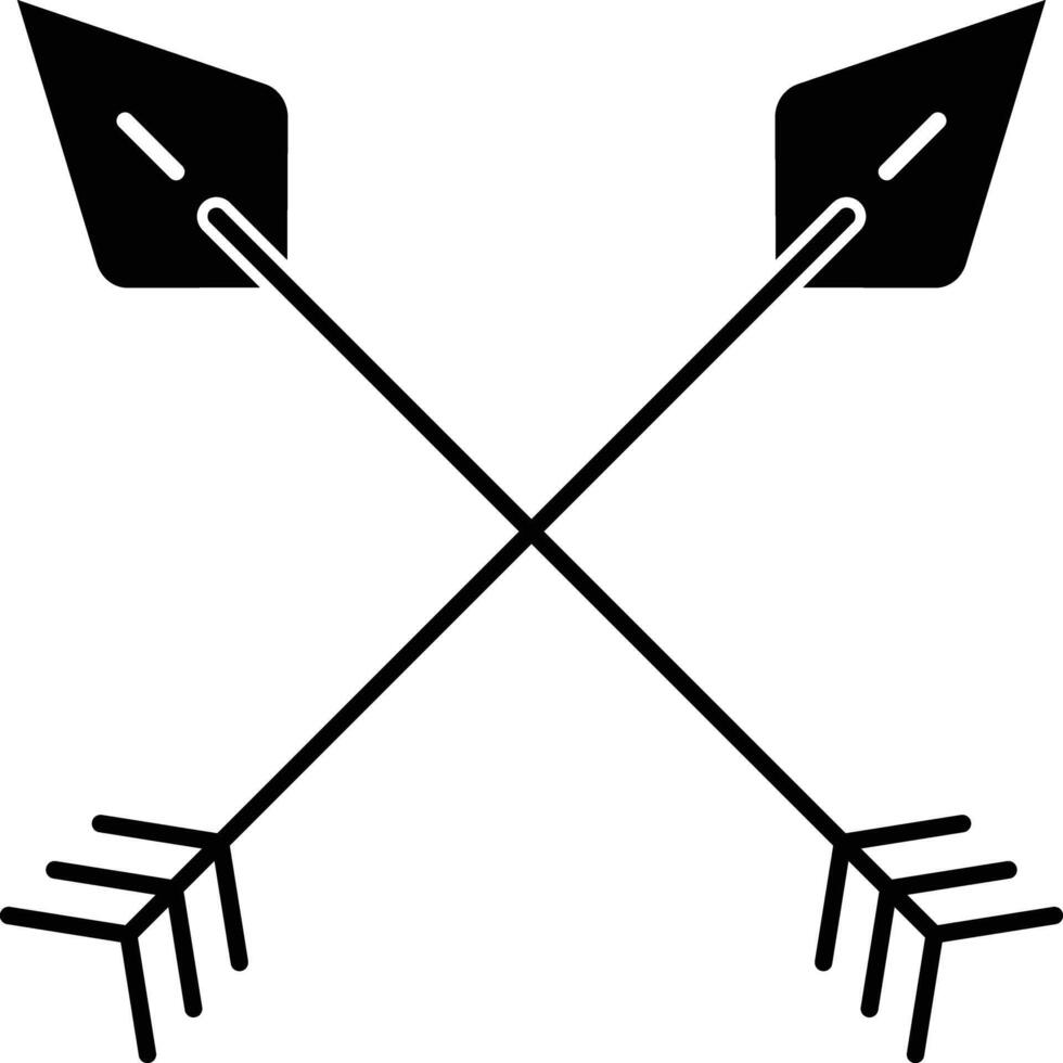 Crossed arrows solid glyph illustration vector