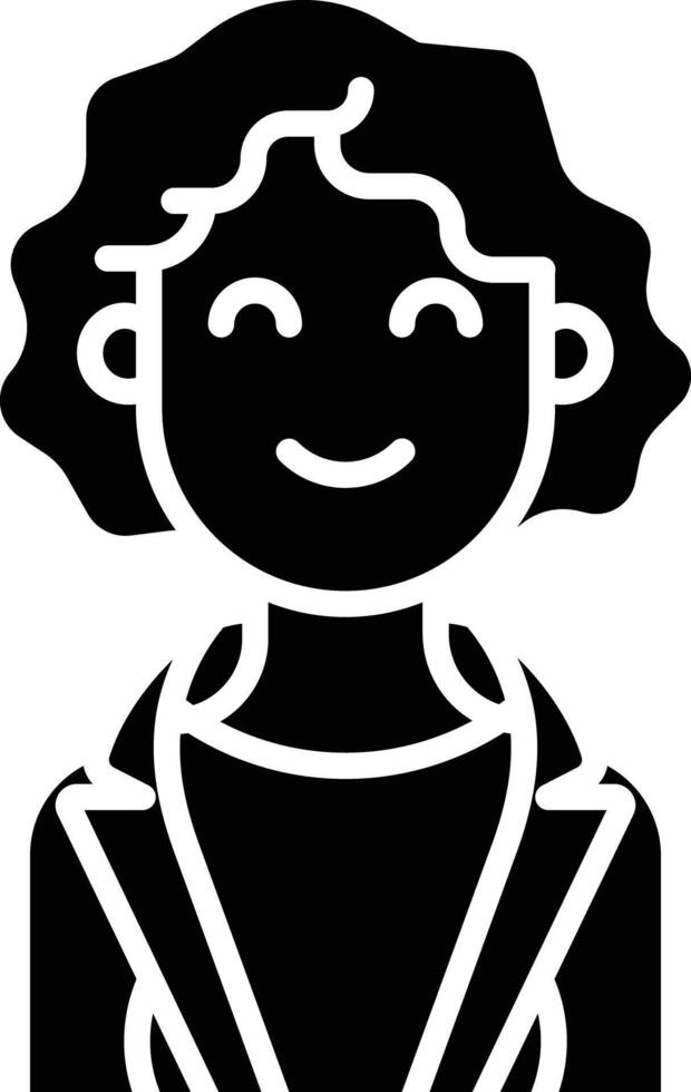 Woman avatar solid glyph illustration vector