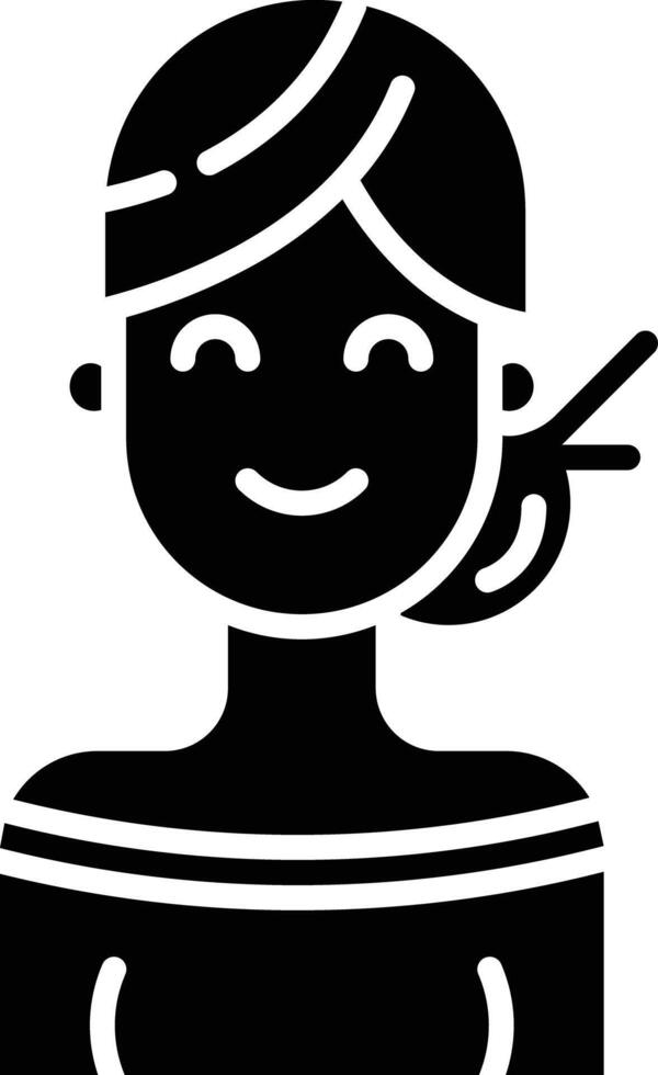 Girl avatar solid glyph illustration vector