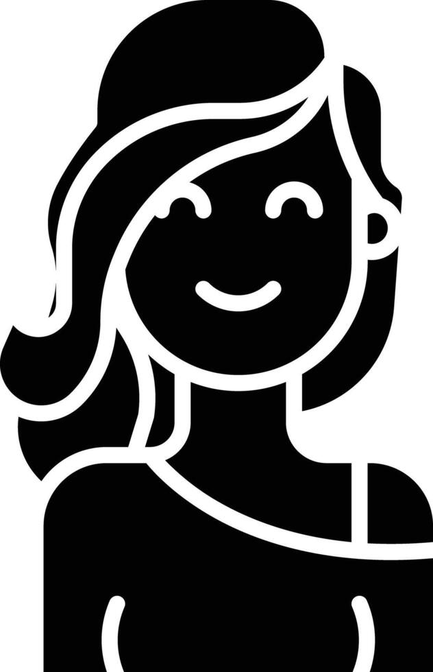 Woman avatar solid glyph illustration vector