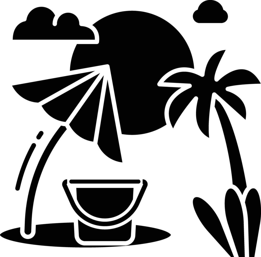 Summer beach solid glyph illustration vector