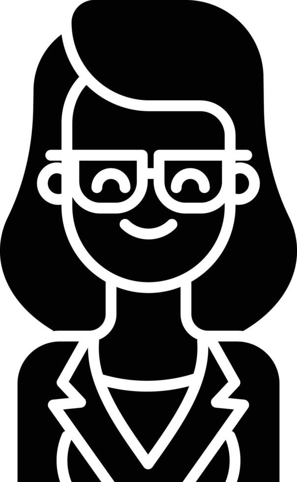 Woman avatar solid glyph illustration vector