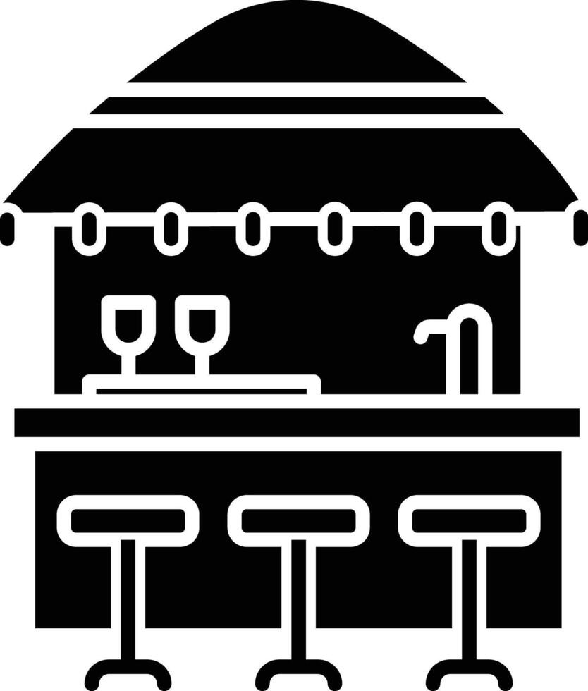 Beach bar solid glyph illustration vector