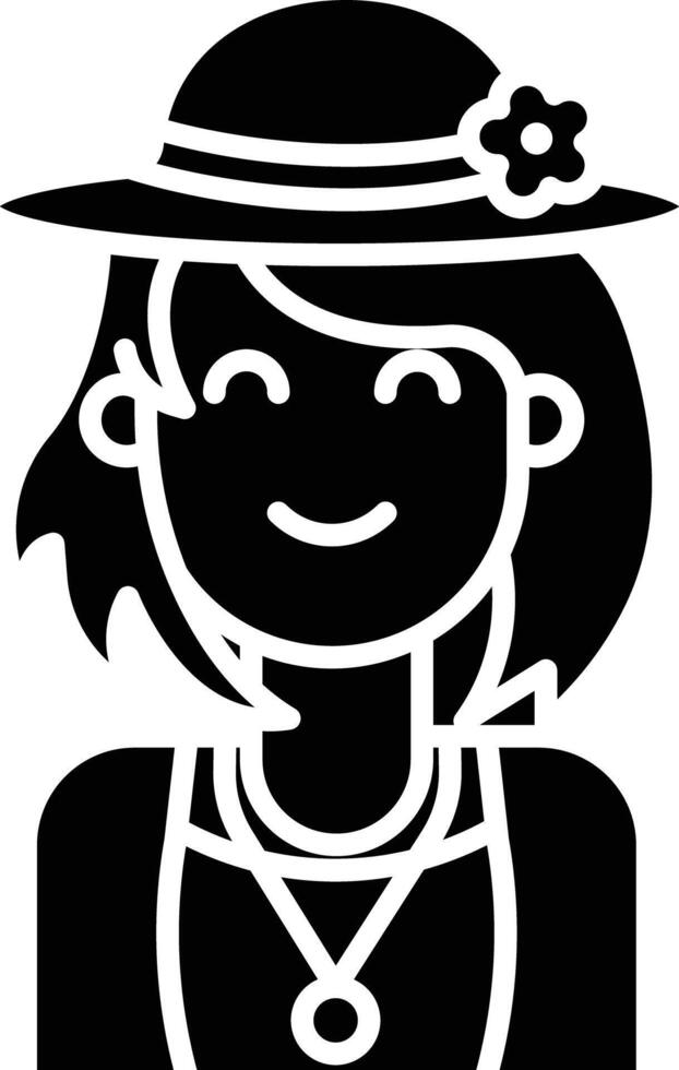 Tourist girl solid glyph illustration vector