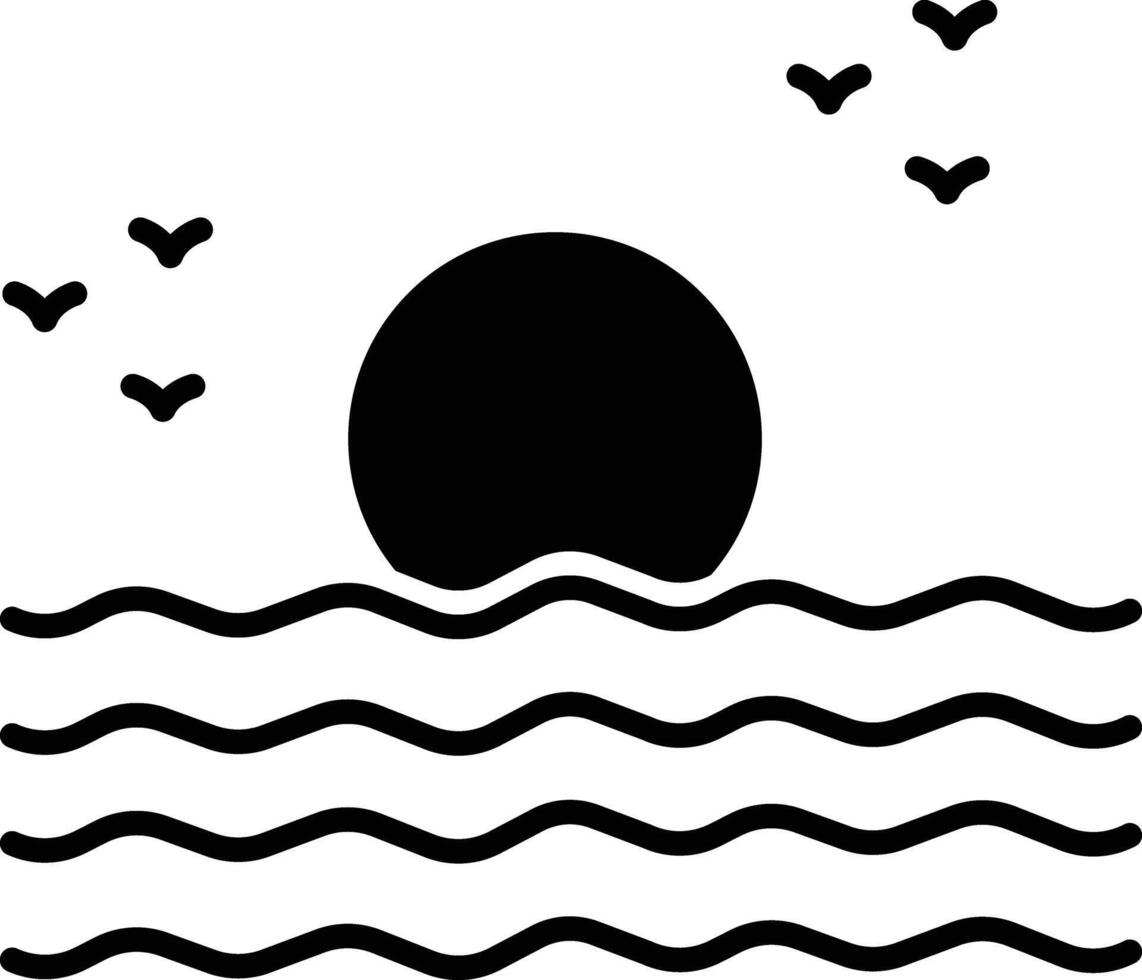 Sunset solid glyph illustration vector