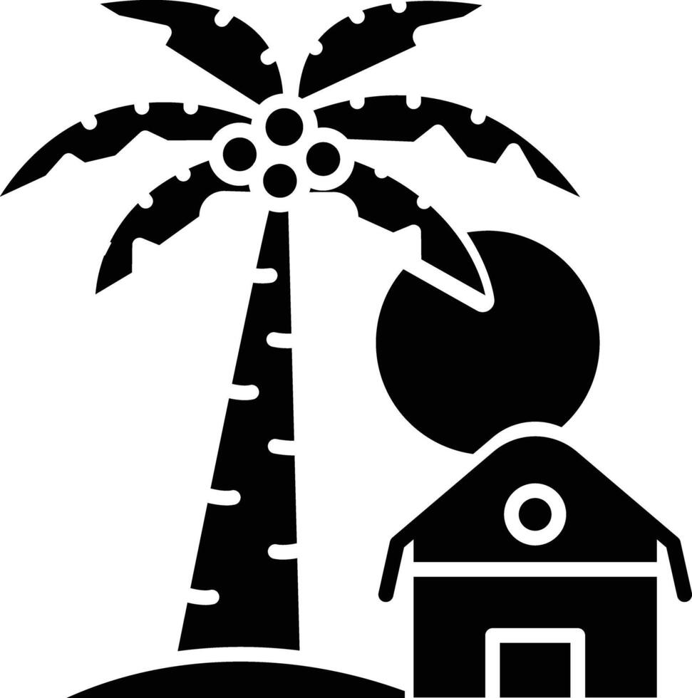 Palm tree solid glyph illustration vector