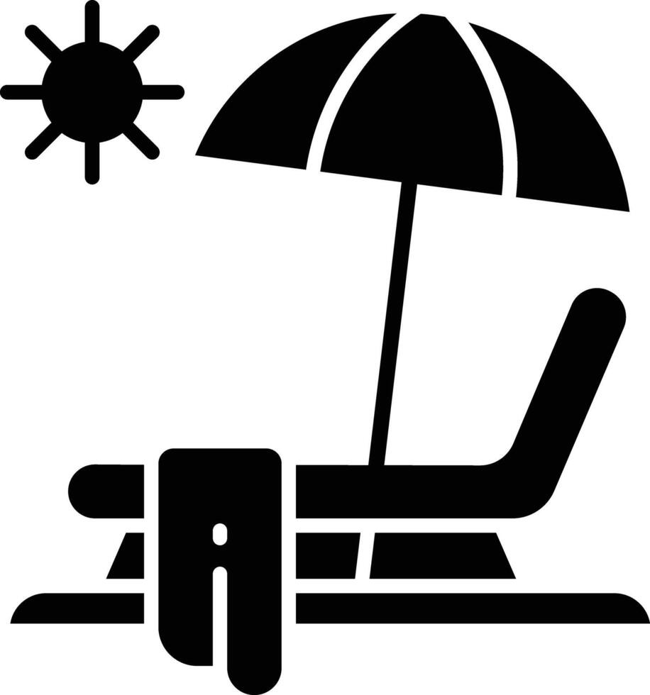 Sunbed solid glyph illustration vector