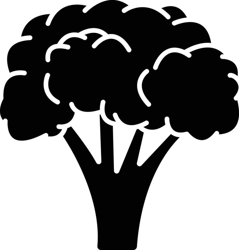 Broccoli solid glyph illustration vector
