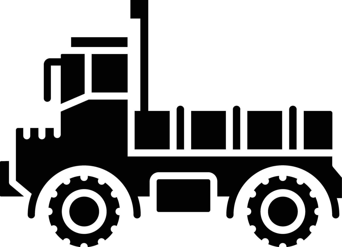 Military vehicle solid glyph illustration vector