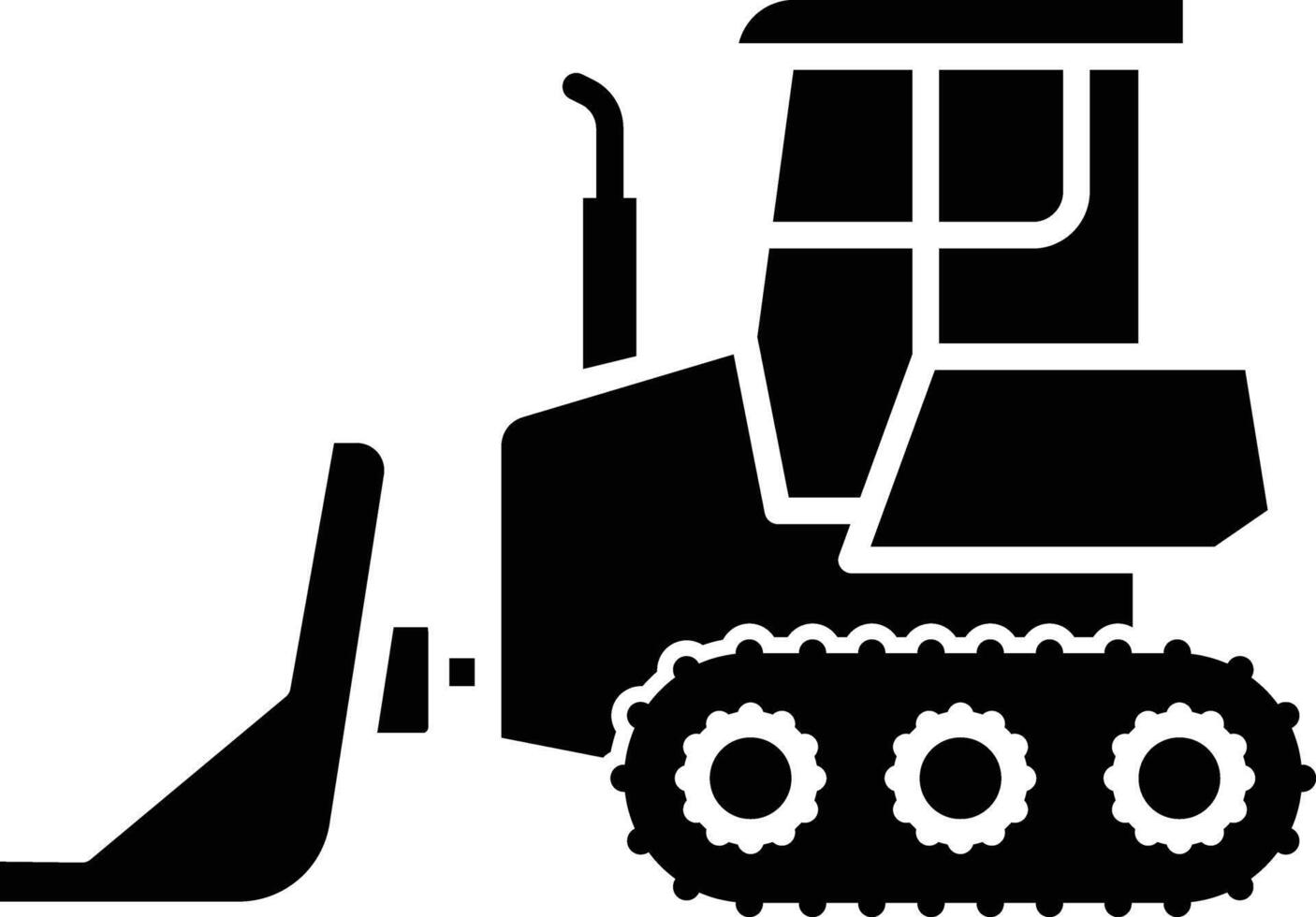 Bulldozer solid glyph illustration vector