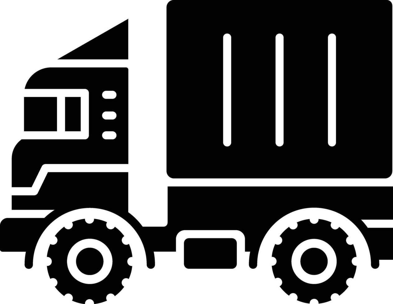 Container truck solid glyph illustration vector