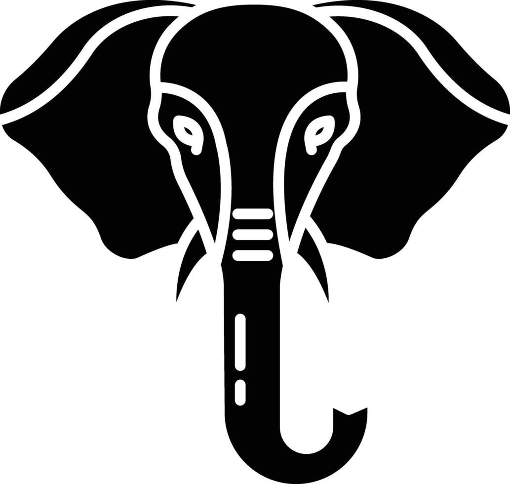 Elephant solid glyph illustration vector