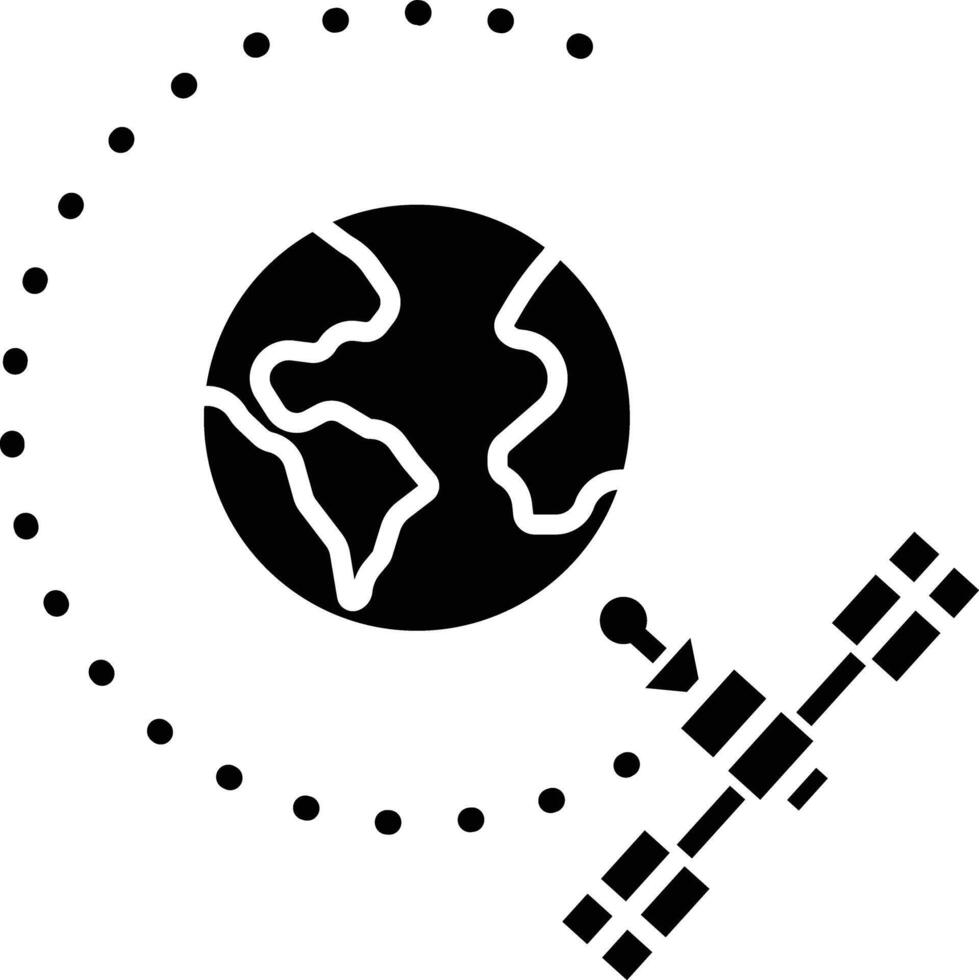 Satellite Orbit solid glyph illustration vector
