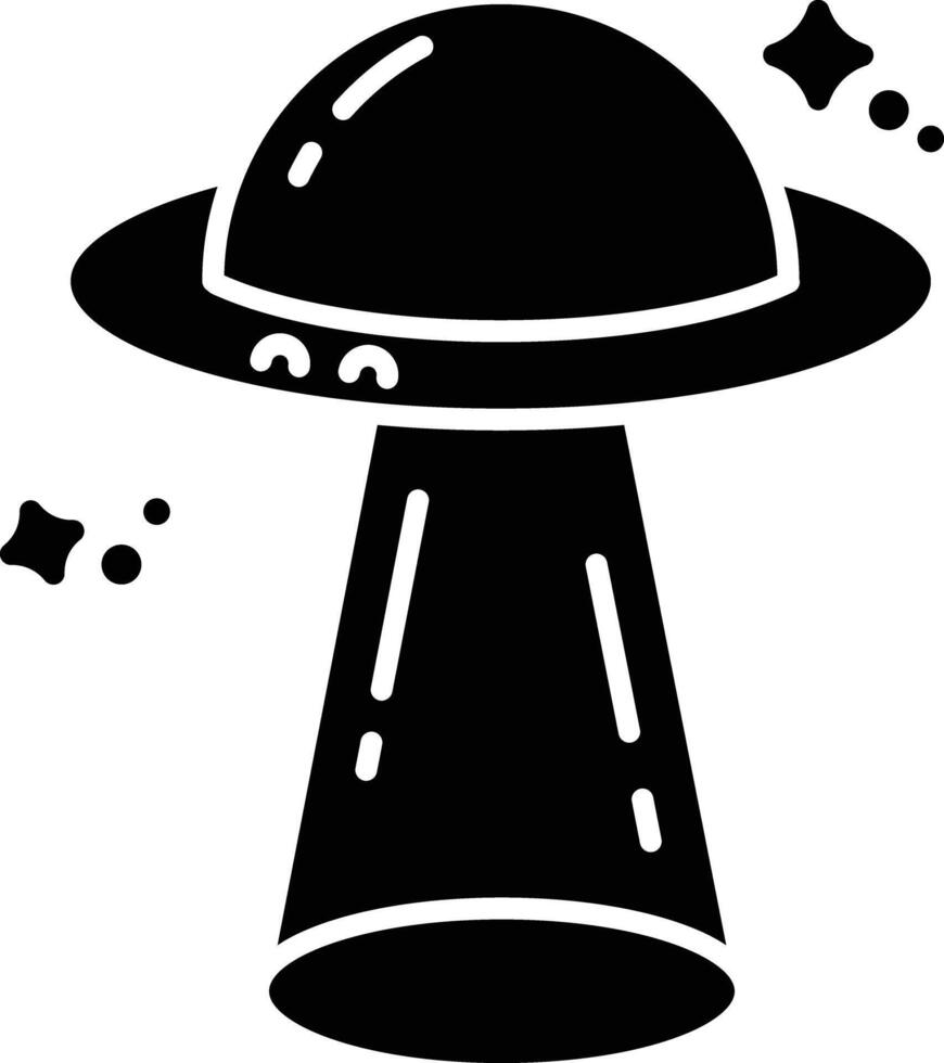 Ufo Landing light solid glyph illustration vector