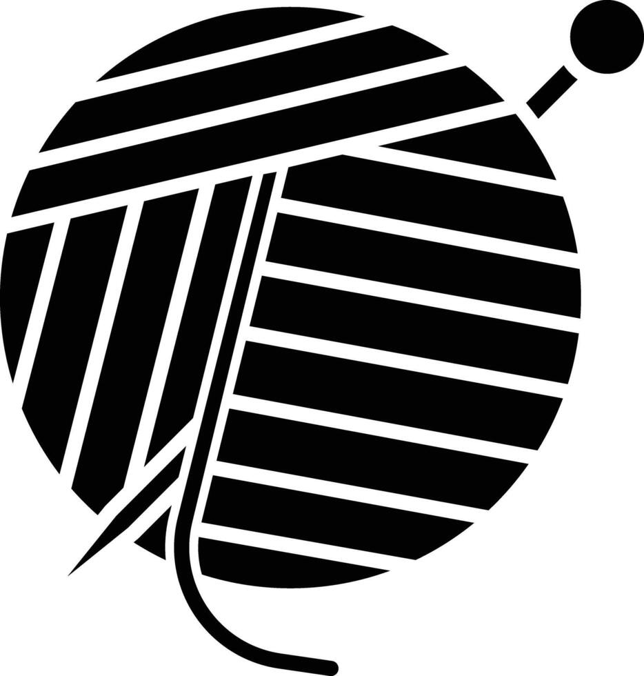 woolen with needles solid glyph illustration vector
