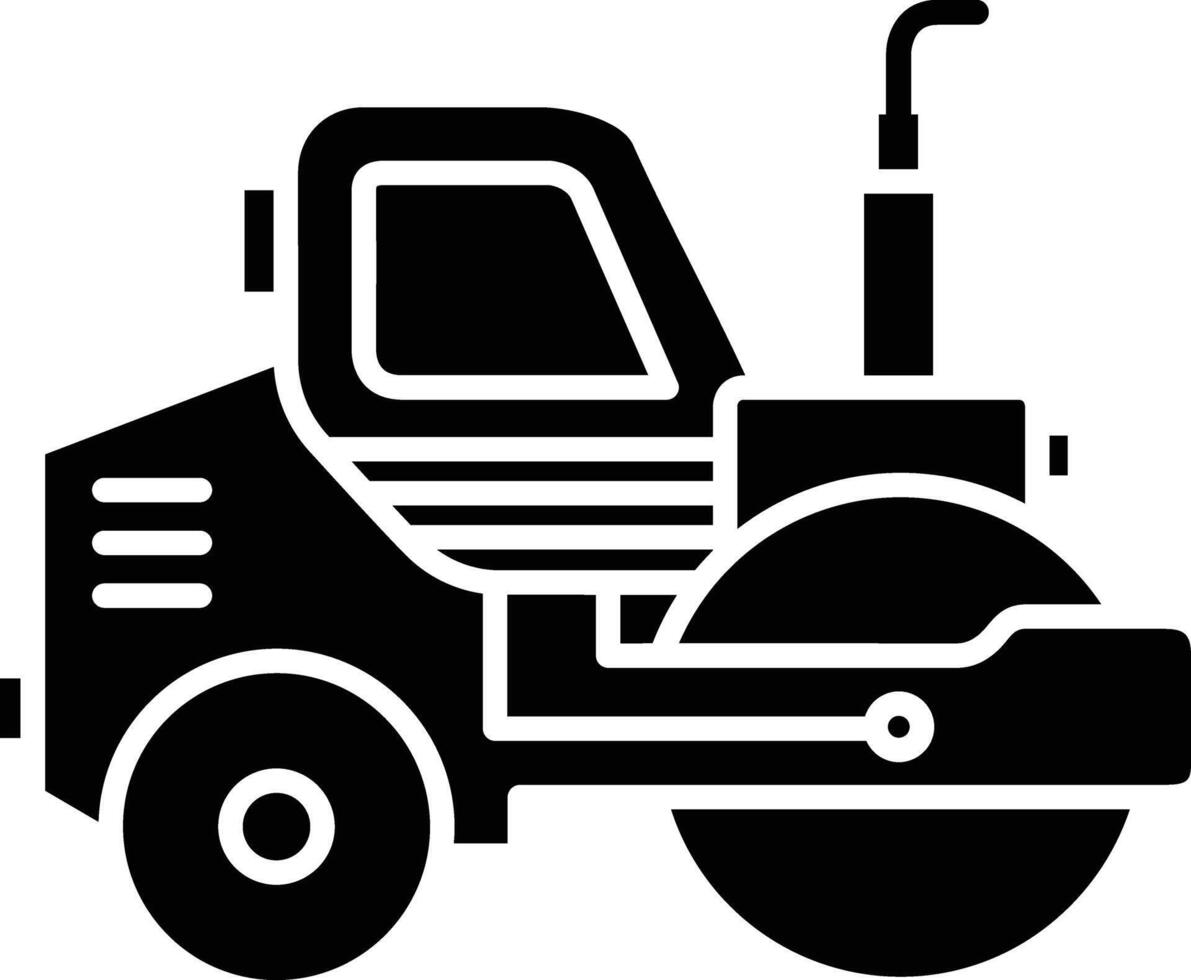 Road roller solid glyph illustration vector