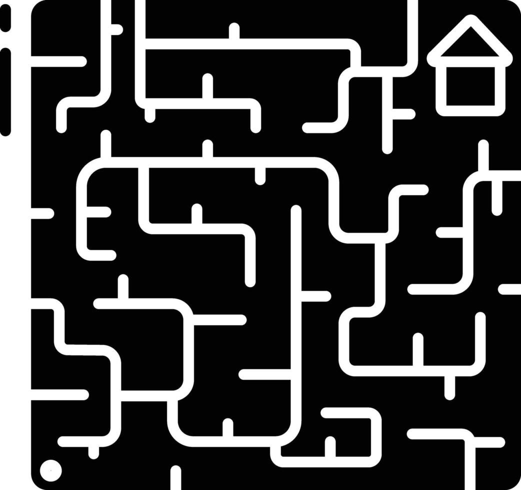 Maze solid glyph illustration vector