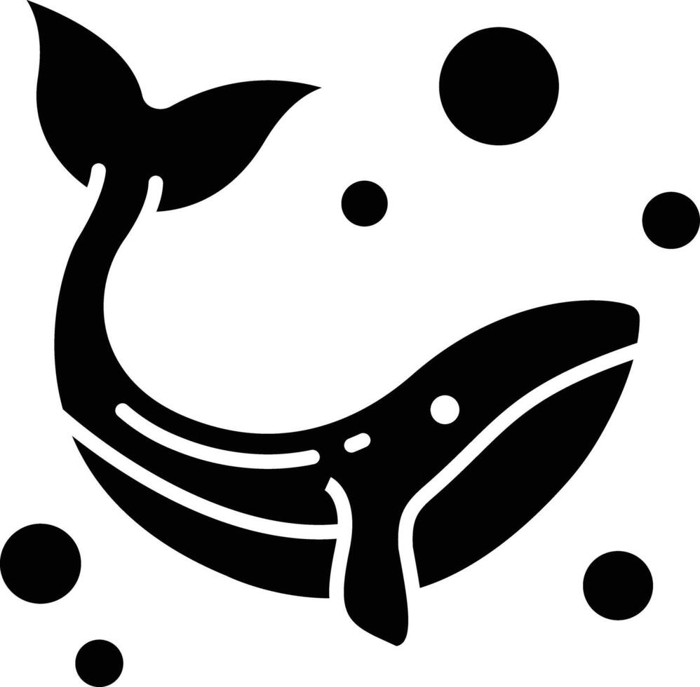 Whale solid glyph illustration vector