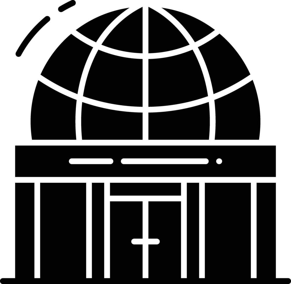 Planetarium building solid glyph illustration vector