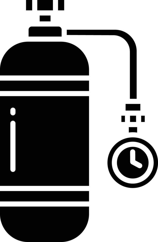 Oxygen cylinder solid glyph illustration vector