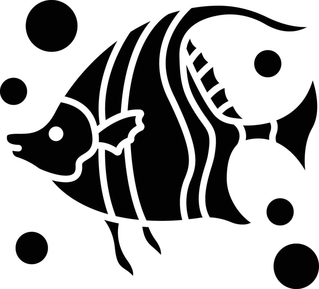 Angel fish solid glyph illustration vector