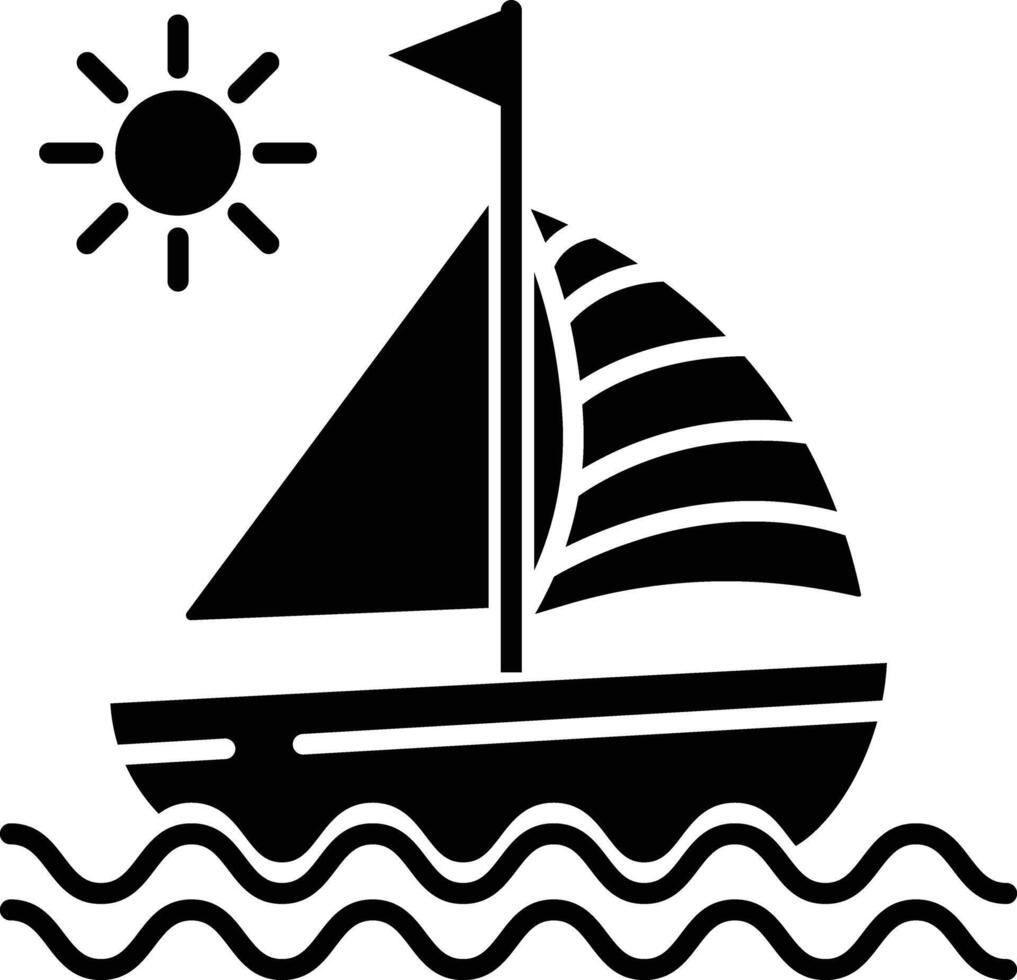 Yacht solid glyph illustration vector