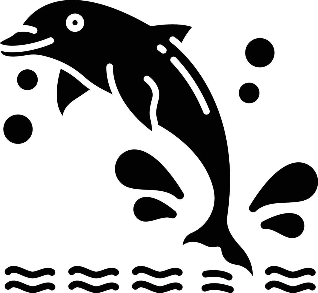 Dolphin solid glyph illustration vector