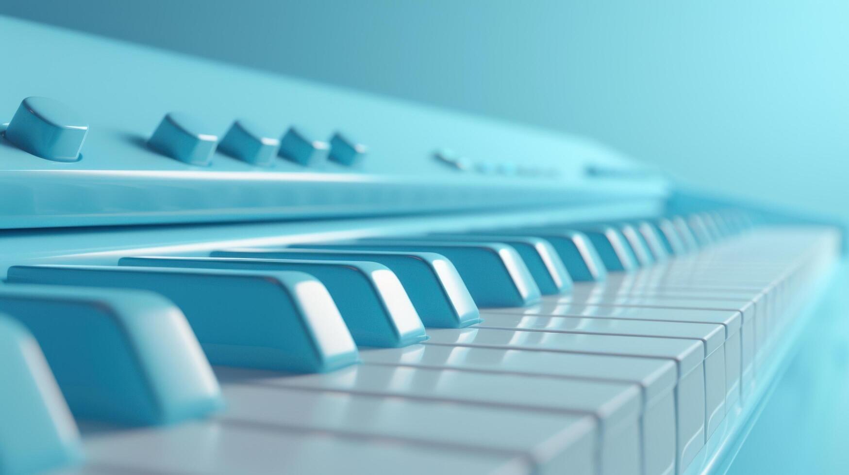 Close-Up of Modern Blue Piano Keys with Soft Lighting and Minimalistic Design photo