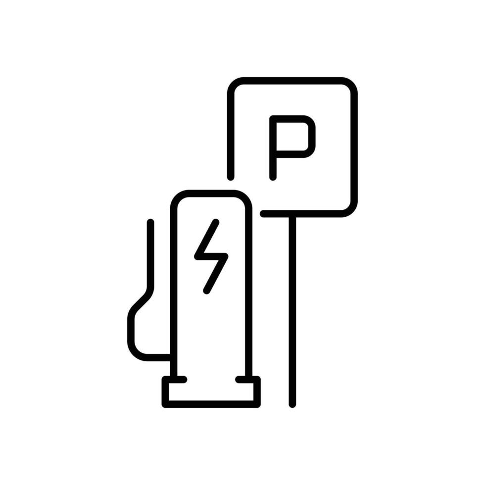 Charging point icon. Simple outline style. Electric vehicles charging station and charge parking, EV, green energy, technology concept. Thin line symbol. Isolated. vector