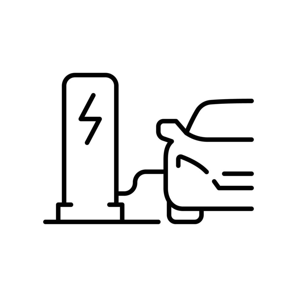 Electric car charging station icon. Simple outline style. Car, EV, charge, electric vehicle, eco, technology, future energy concept. Thin line symbol. Isolated. vector