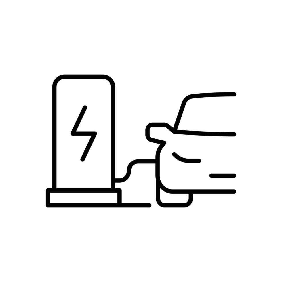 Electric car charging station icon. Simple outline style. Car, EV, charge, electric vehicle, eco, technology, future energy concept. Thin line symbol. Isolated. vector