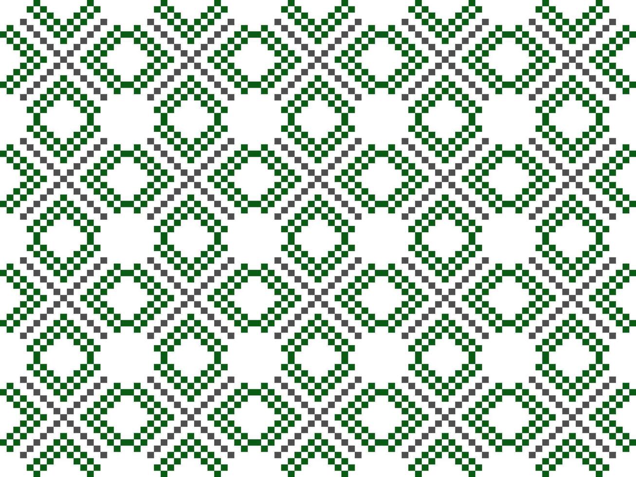 Cross Stitch. Geometric ethnic patterns. Design for Clothing, Fabric, batik, Saree, Patola, Sari, Dupatta, Vyshyvanka, rushnyk, dupatta, Knitwear, Embroidery, Ikkat, Pixel pattern. Traditional Design. vector