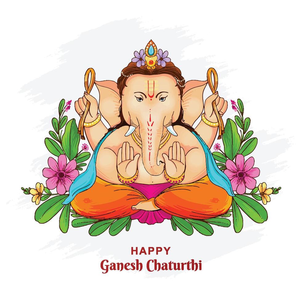 Lord ganpati background for ganesh chaturthi holiday card background vector