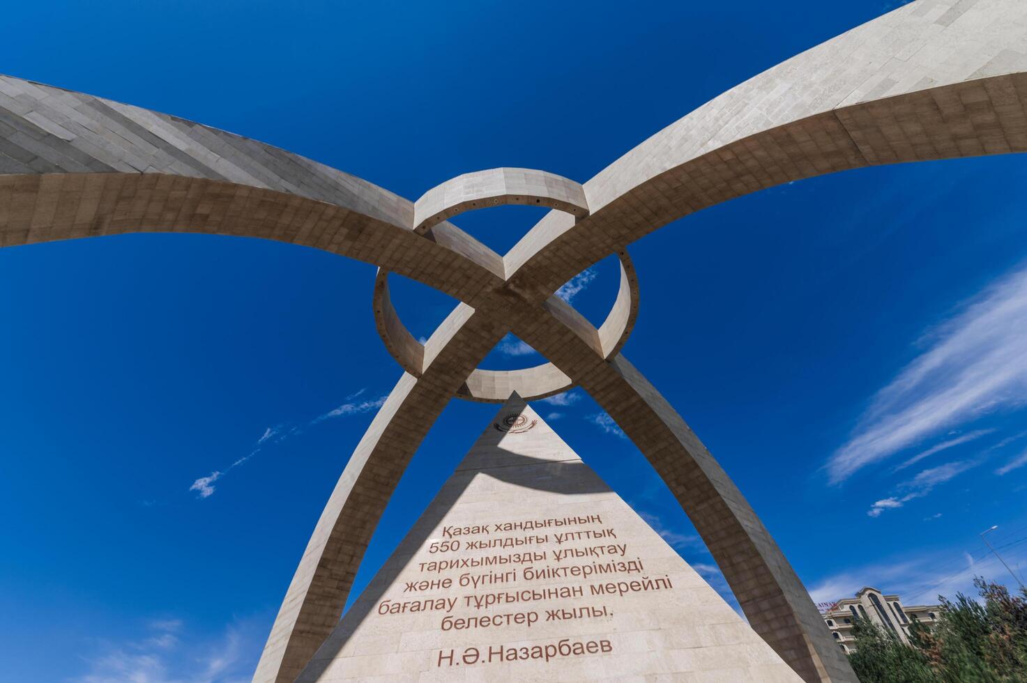 SHYMKENT, KAZAKHSTAN - JULY 07, 2023. Monument of 550 years of the Kazakh Khanate in Shymkent photo